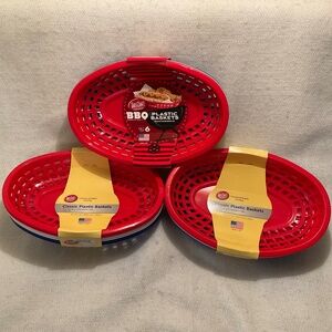 Tablecraft Plastic Baskets 3 Sets of 6 Red White Blue Made in USA New